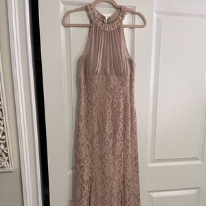 Light pink floor length gown (halter, lace and sparkles)